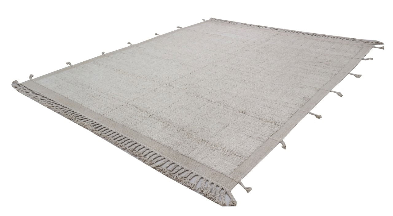 Modern design white Berber style carpet, handmade 296x249cm