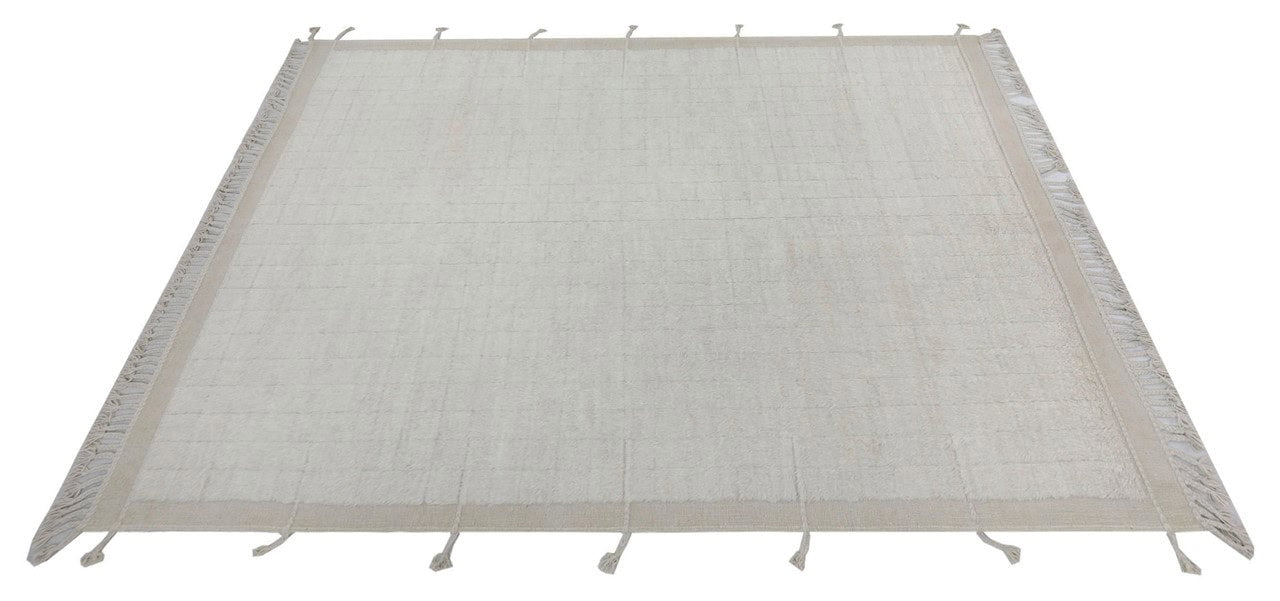Modern design white Berber style carpet, handmade 296x249cm