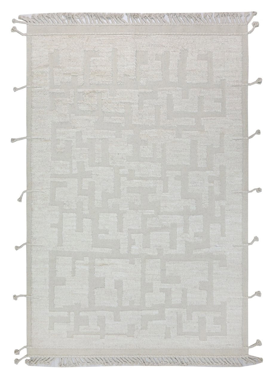 Modern design white Berber style carpet, handmade 310x206cm