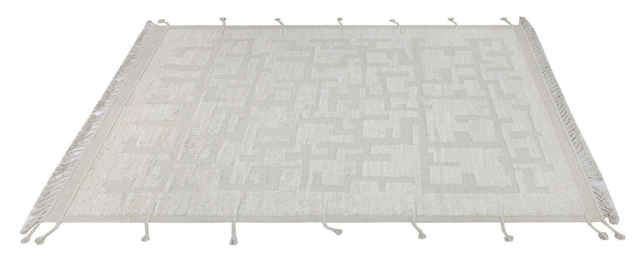 Modern design white Berber style carpet, handmade 310x206cm
