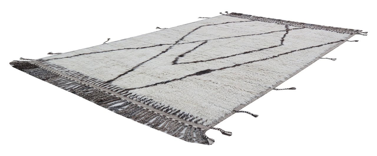 Modern design white Berber style carpet, handmade 234x175cm
