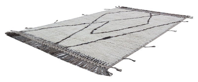 Tappeto design moderno bianco stile berbero, fatto a mano 234x175cm