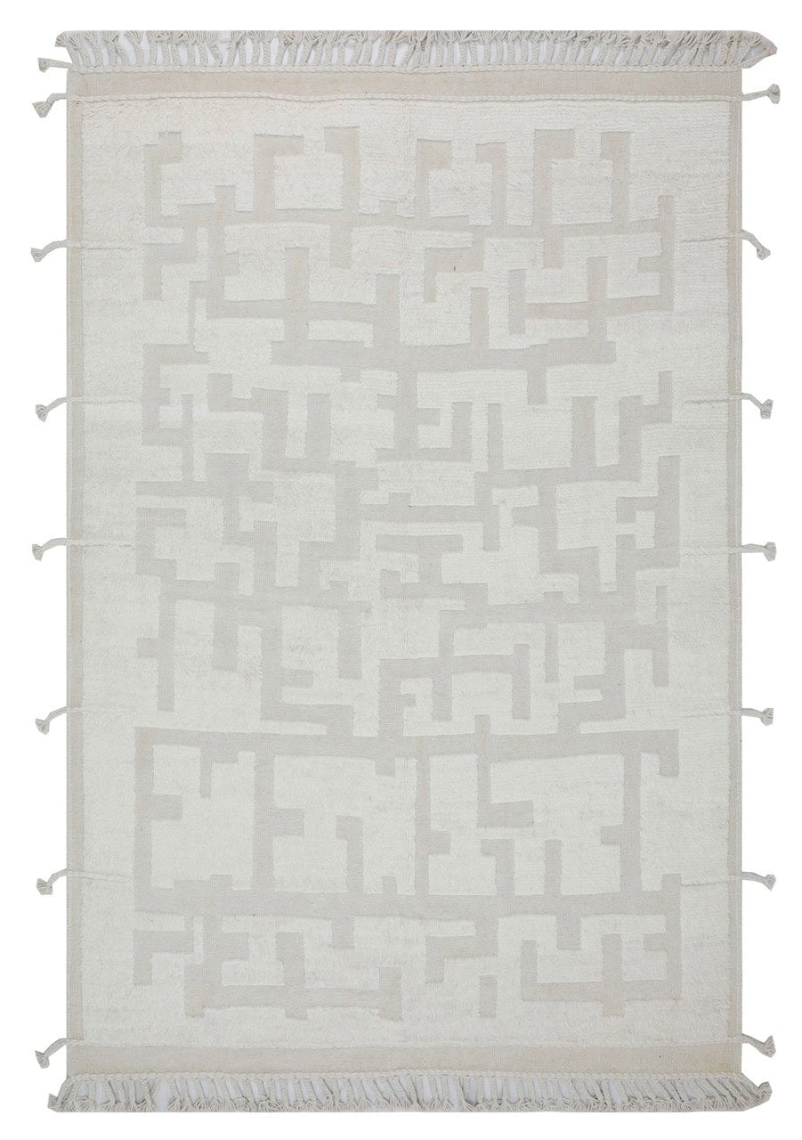 Modern design white Berber style carpet, handmade 292x204cm