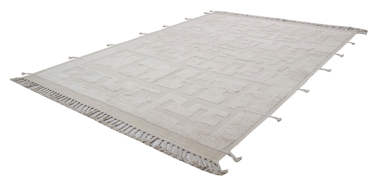 Modern design white Berber style carpet, handmade 292x204cm