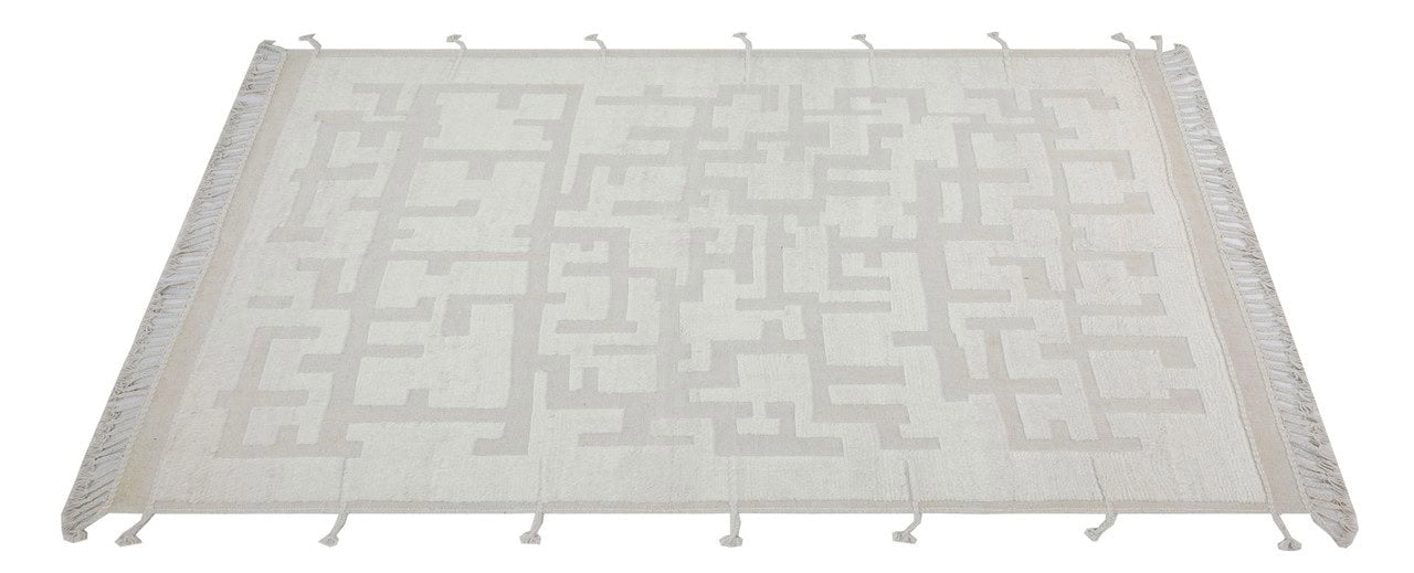 Modern design white Berber style carpet, handmade 292x204cm