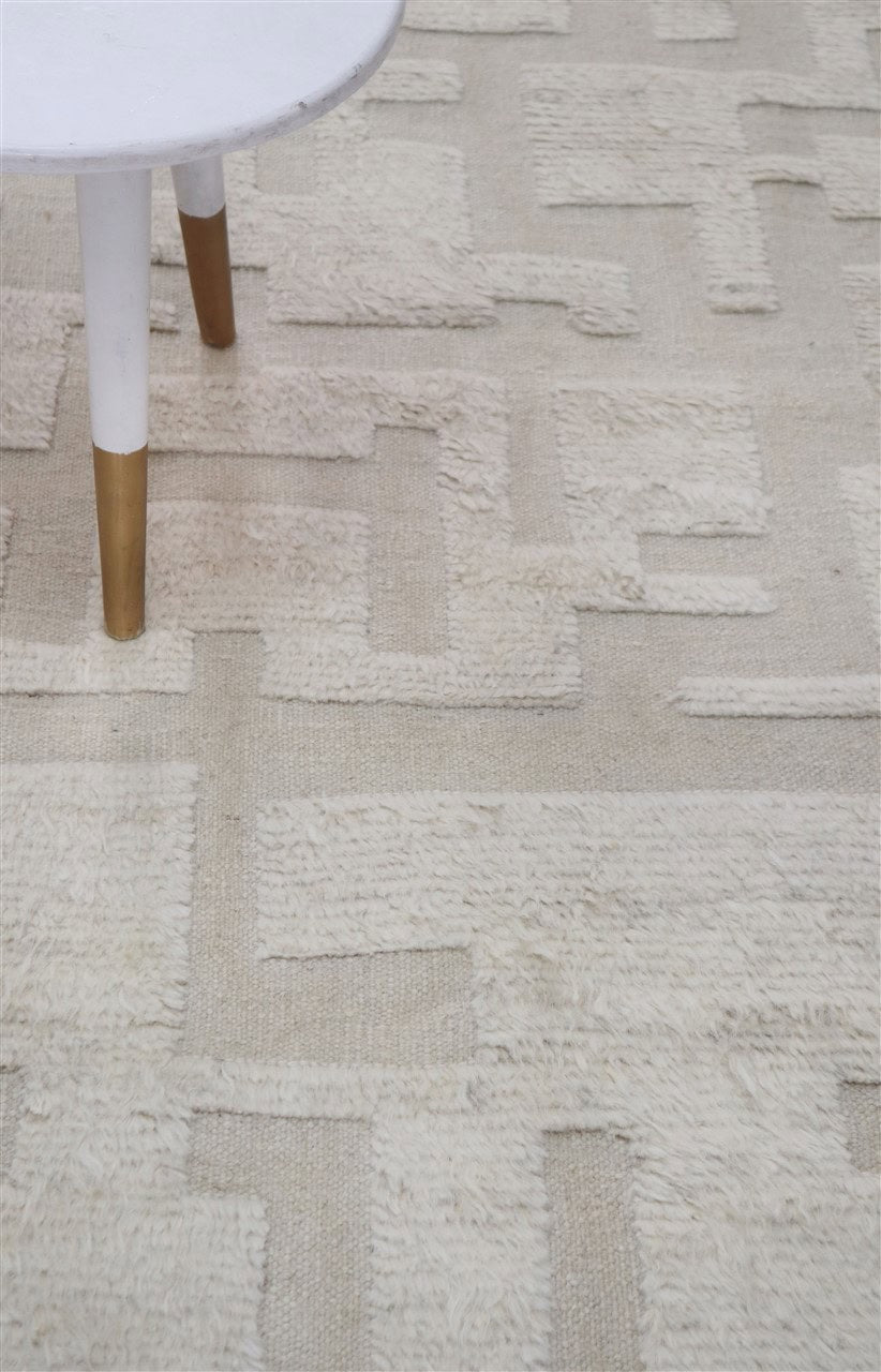 Modern design white Berber style carpet, handmade 292x204cm