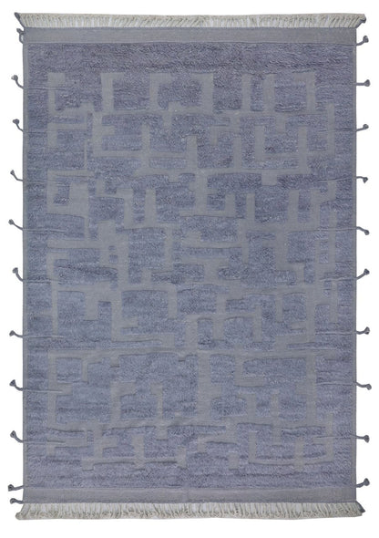 Modern design blue Berber style carpet, handmade 342x255cm
