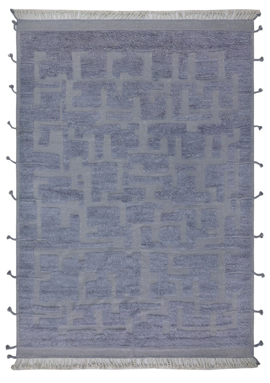 Modern design blue Berber style carpet, handmade 342x255cm