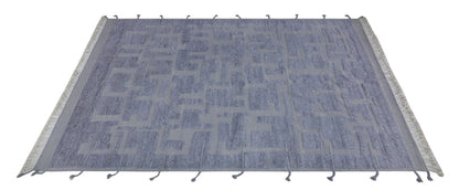 Modern design blue Berber style carpet, handmade 342x255cm