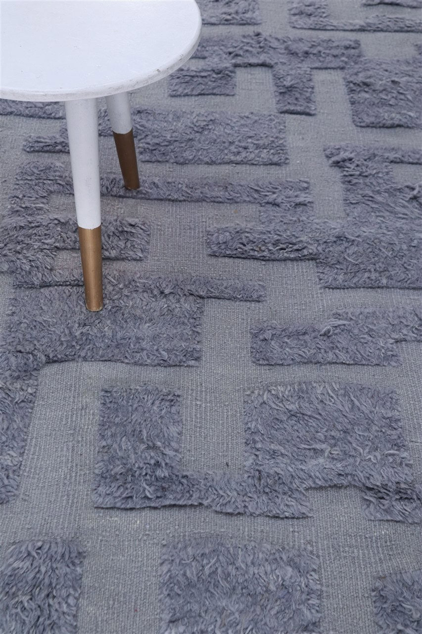 Modern design blue Berber style carpet, handmade 342x255cm