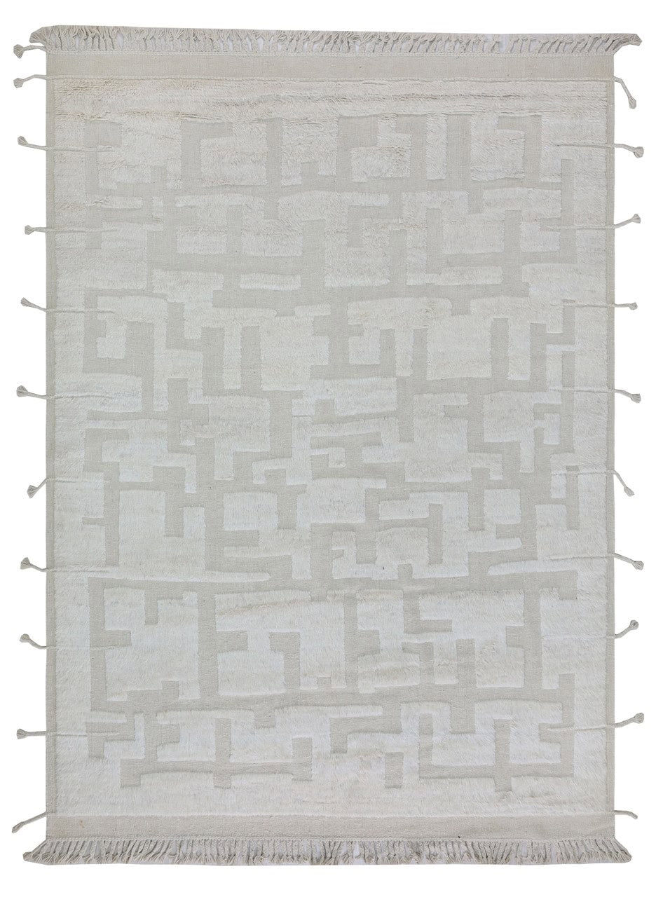 Modern design white Berber style carpet, handmade 352x249cm