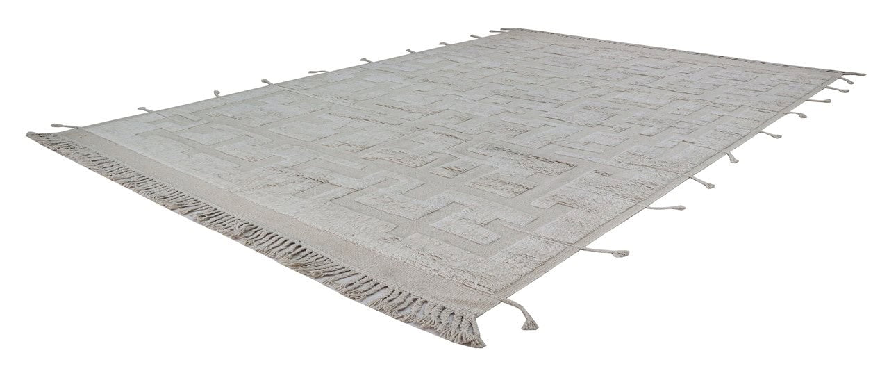 Modern design white Berber style carpet, handmade 352x249cm