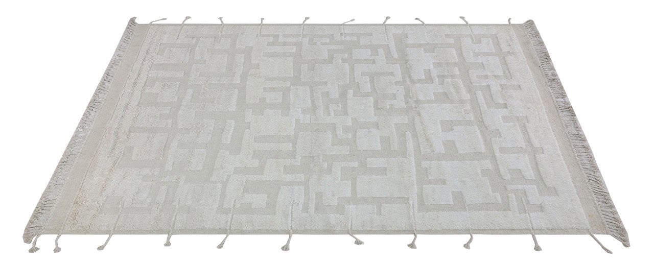 Modern design white Berber style carpet, handmade 352x249cm
