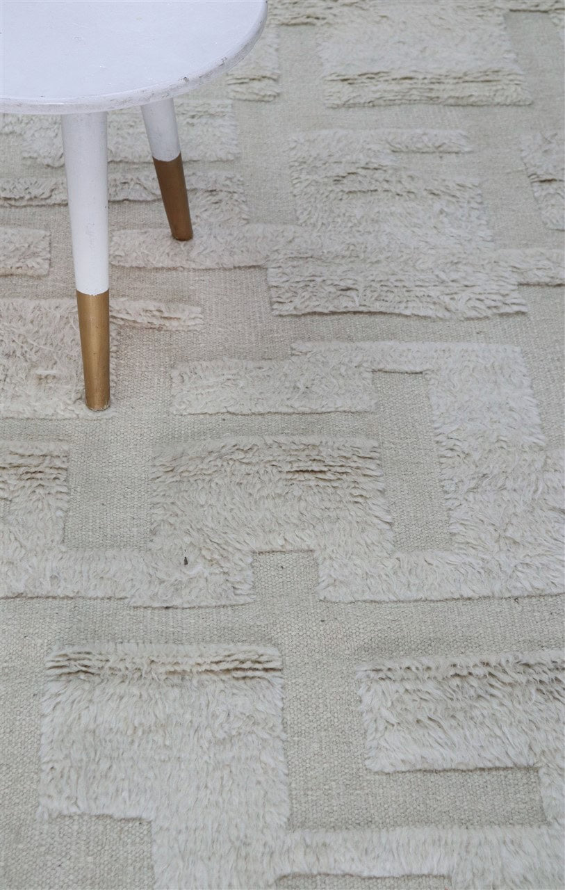 Modern design white Berber style carpet, handmade 352x249cm
