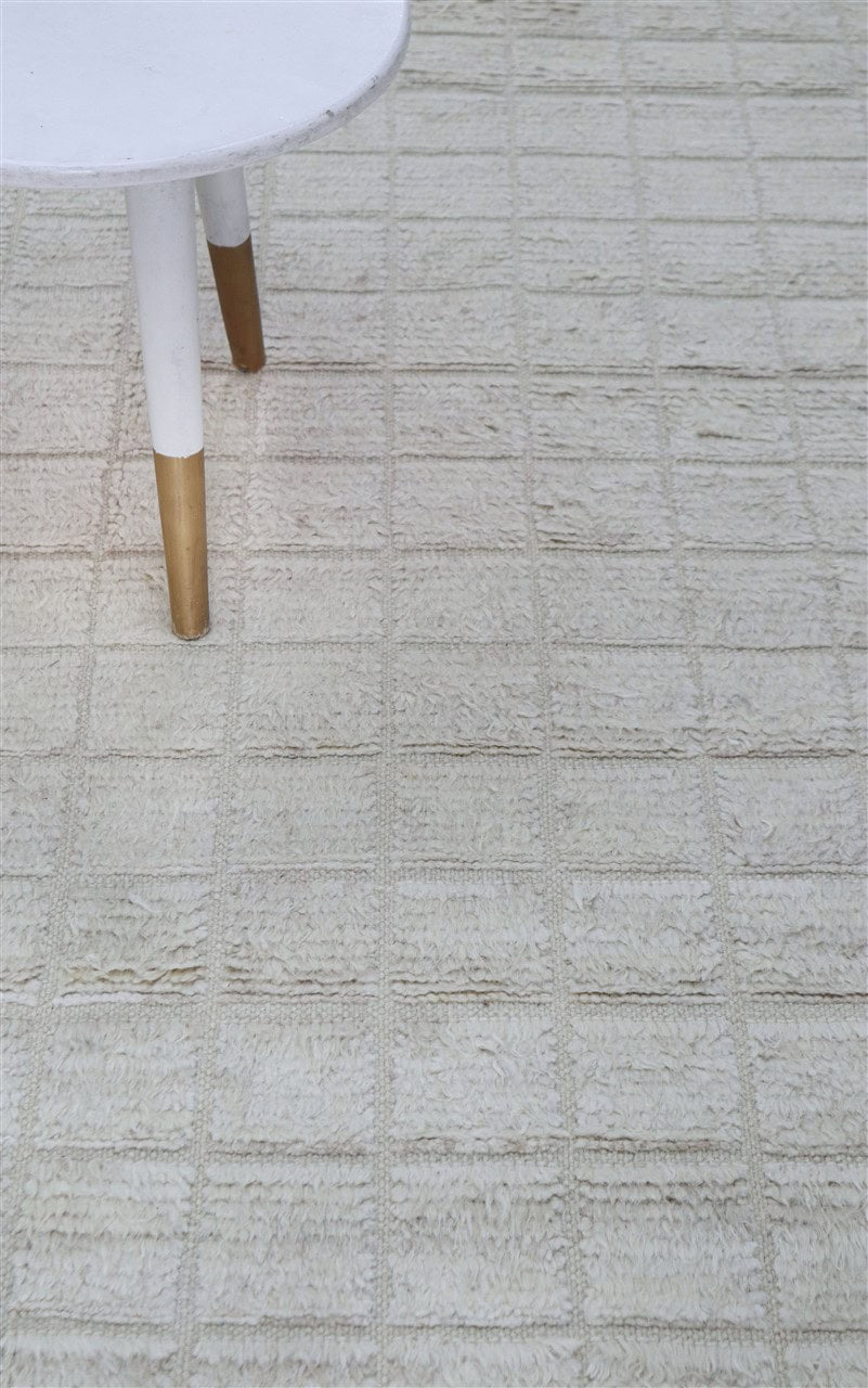 Modern design white Berber style carpet, handmade 298x204cm