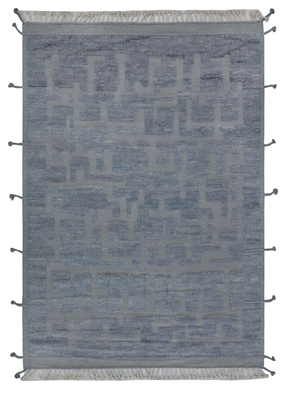Tappeto design moderno blu stile berbero, fatto a mano 297x211cm
