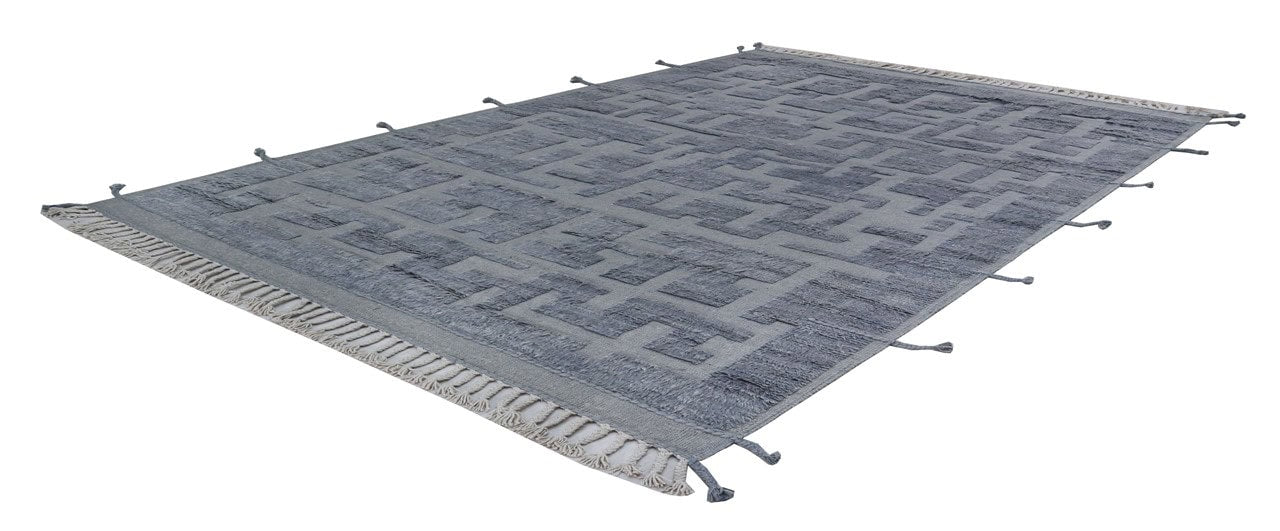 Tappeto design moderno blu stile berbero, fatto a mano 297x211cm