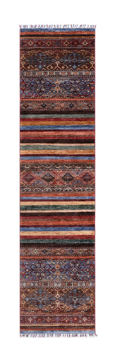 Tappeto passatoia Afghan multicolore in lana, fatto a mano 337x82cm - CarpetLiving
