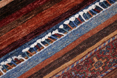 Tappeto passatoia Afghan multicolore in lana, fatto a mano 337x82cm - CarpetLiving