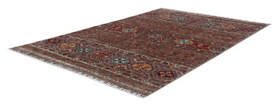 Tappeto Afghan marrone in lana, fatto a mano 210x153cm - CarpetLiving