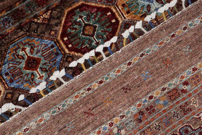 Tappeto Afghan marrone in lana, fatto a mano 210x153cm - CarpetLiving