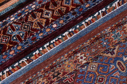 Afghan wool carpet multi, handmade 240x174cm