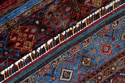 Tappeto Afghan multicolore in lana, fatto a mano 244x172cm - CarpetLiving