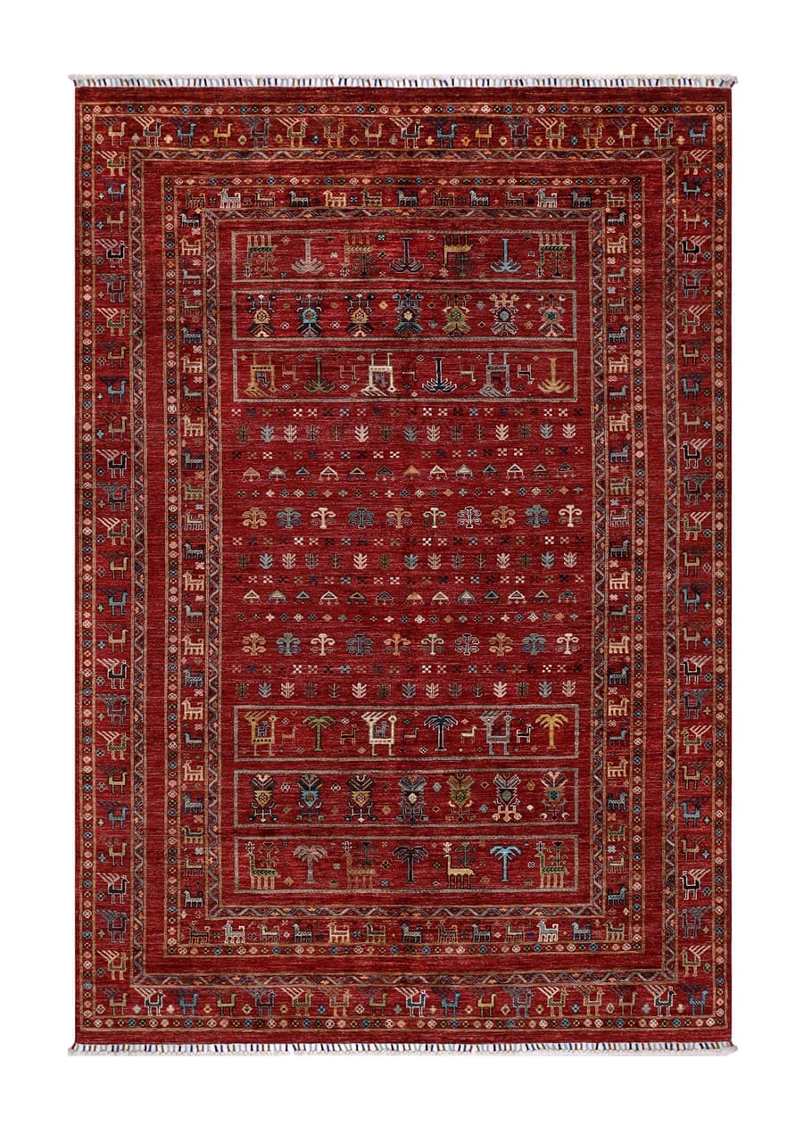 Tappeto Afghan rosso in lana, fatto a mano 299x207cm