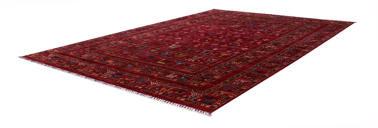 Tappeto Afghan rosso in lana, fatto a mano 299x207cm