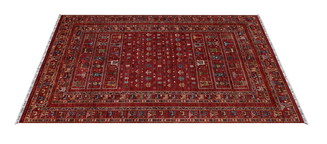 Tappeto Afghan rosso in lana, fatto a mano 299x207cm