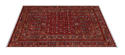 Afghan wool carpet red, handmade 299x207cm
