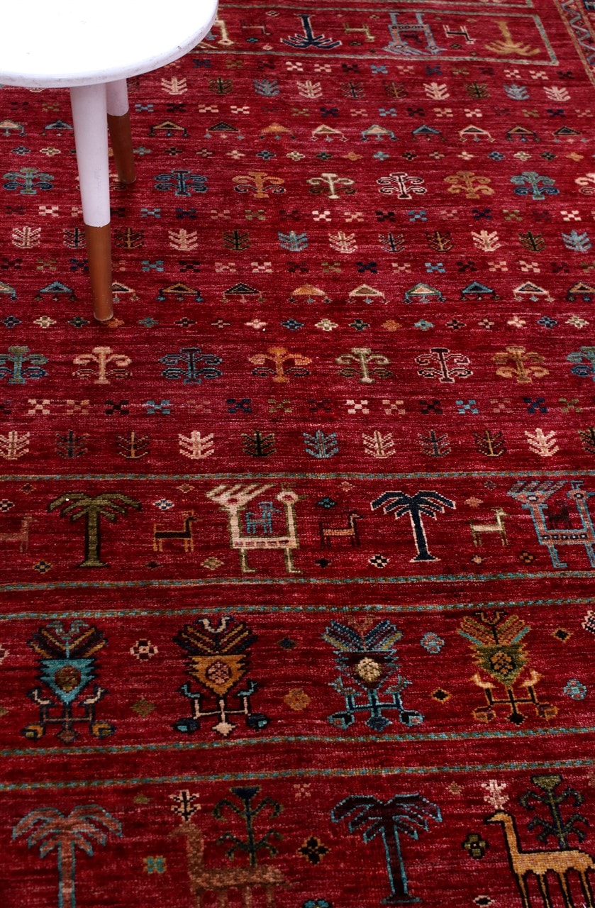 Tappeto Afghan rosso in lana, fatto a mano 299x207cm