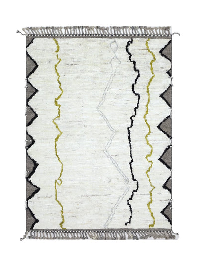 Tappeto design moderno bianco stile berbero, fatto a mano 207x157cm