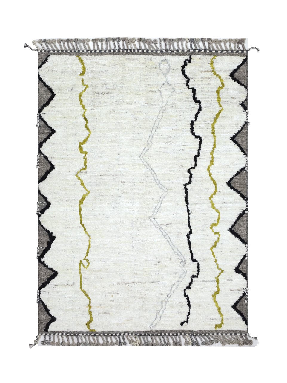 Modern design white Berber style carpet, handmade 207x157cm