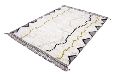 Tappeto design moderno bianco stile berbero, fatto a mano 207x157cm
