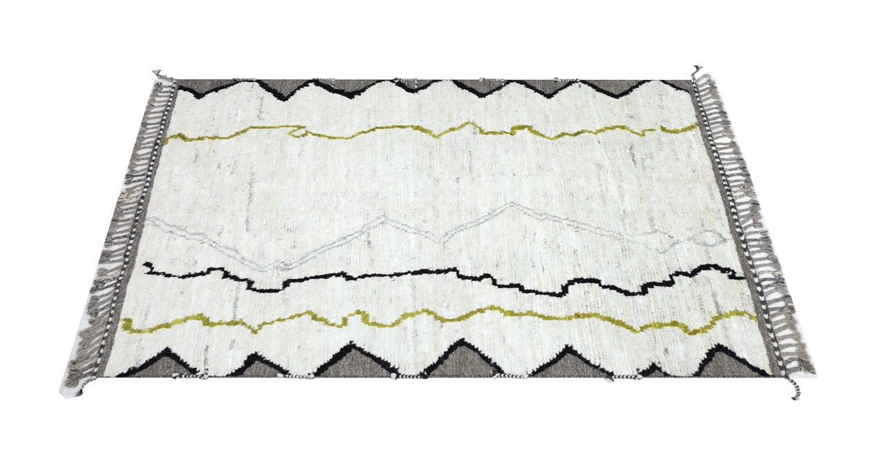 Modern design white Berber style carpet, handmade 207x157cm