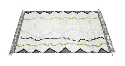 Tappeto design moderno bianco stile berbero, fatto a mano 207x157cm