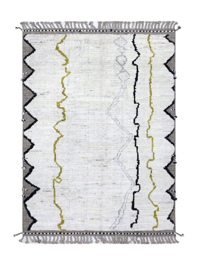 Tappeto design moderno bianco stile berbero, fatto a mano 210x158cm