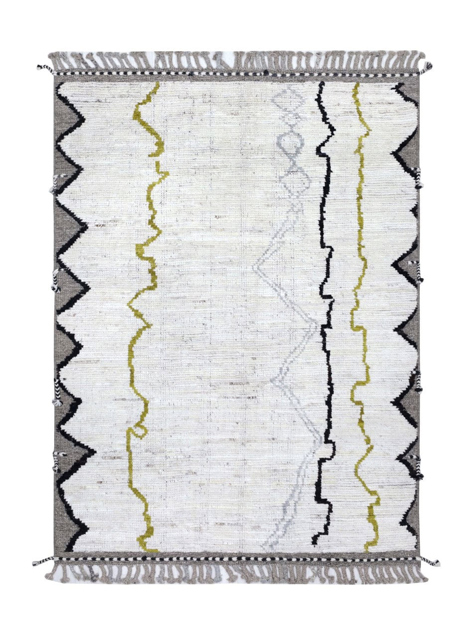 Modern design white Berber style carpet, handmade 210x158cm