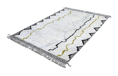 Tappeto design moderno bianco stile berbero, fatto a mano 210x158cm