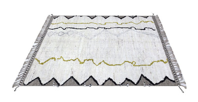 Tappeto design moderno bianco stile berbero, fatto a mano 210x158cm