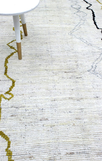 Tappeto design moderno bianco stile berbero, fatto a mano 210x158cm