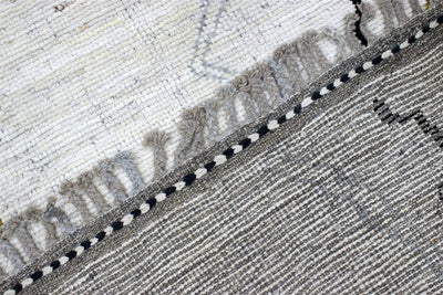 Tappeto design moderno bianco stile berbero, fatto a mano 210x158cm