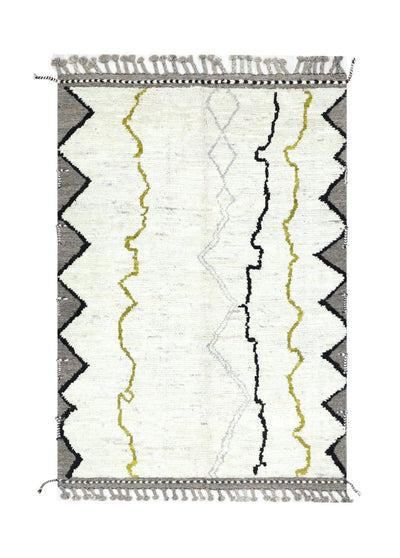 Tappeto design moderno bianco stile berbero, fatto a mano 213x154cm