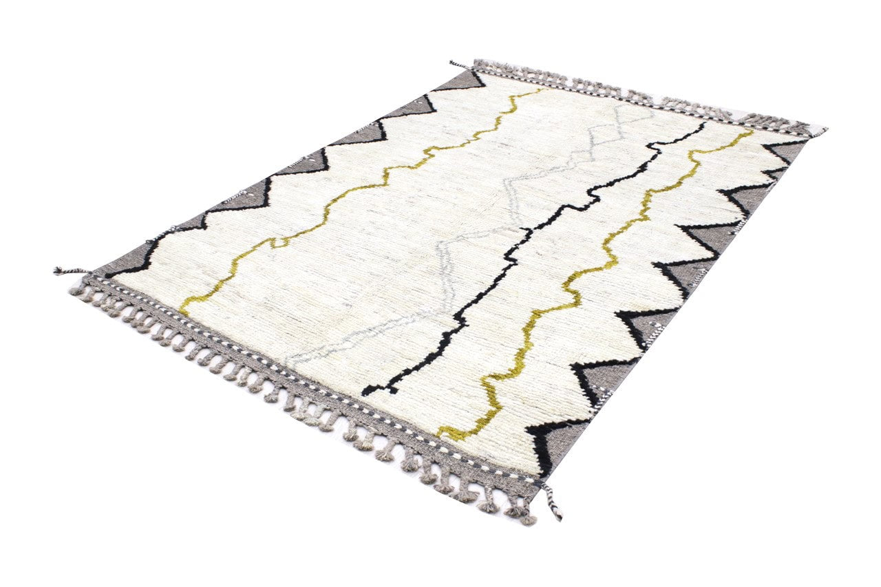 Modern design white Berber style carpet, handmade 213x154cm