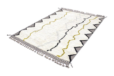 Tappeto design moderno bianco stile berbero, fatto a mano 213x154cm