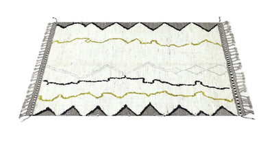 Tappeto design moderno bianco stile berbero, fatto a mano 213x154cm
