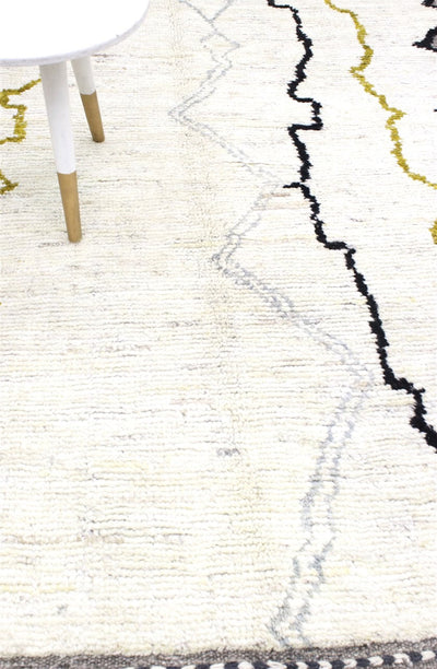 Tappeto design moderno bianco stile berbero, fatto a mano 213x154cm