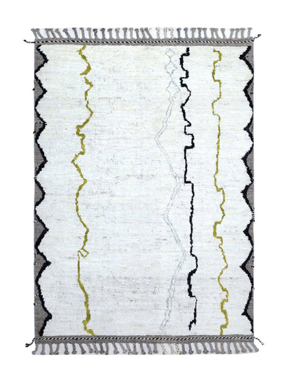 Modern design white Berber style carpet, handmade 251x181cm