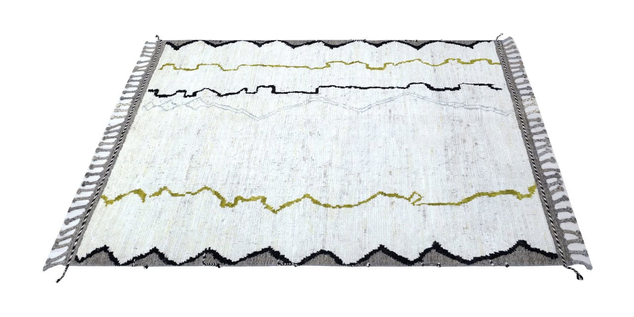 Modern design white Berber style carpet, handmade 251x181cm